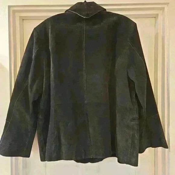 Newport News Womens Suede Leather Blazer Jacket Bell Sleeves Black Size 20W - Picture 3 of 13